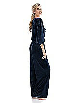 Side View Thumbnail - Midnight Navy Velvet Lounge Pants with Pockets - Cleo