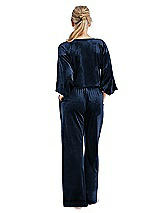 Rear View Thumbnail - Midnight Navy Velvet Lounge Pants with Pockets - Cleo