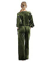 Rear View Thumbnail - Olive Green Velvet Lounge Pants with Pockets - Cleo