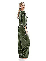 Side View Thumbnail - Sage Velvet Lounge Pants with Pockets - Cleo
