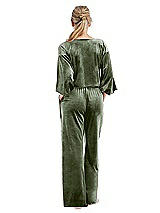 Rear View Thumbnail - Sage Velvet Lounge Pants with Pockets - Cleo