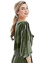 Side View Thumbnail - Sage Tie-Front Velvet Puff Sleeve Top - Poppy