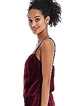 Side View Thumbnail - Cabernet Split Back Slim Strap Velvet Cami - Sari