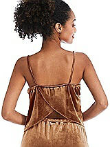 Rear View Thumbnail - Golden Almond Split Back Slim Strap Velvet Cami - Sari
