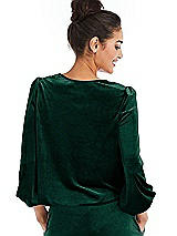 Rear View Thumbnail - Evergreen Velvet Pullover Puff Sleeve Top - Rue