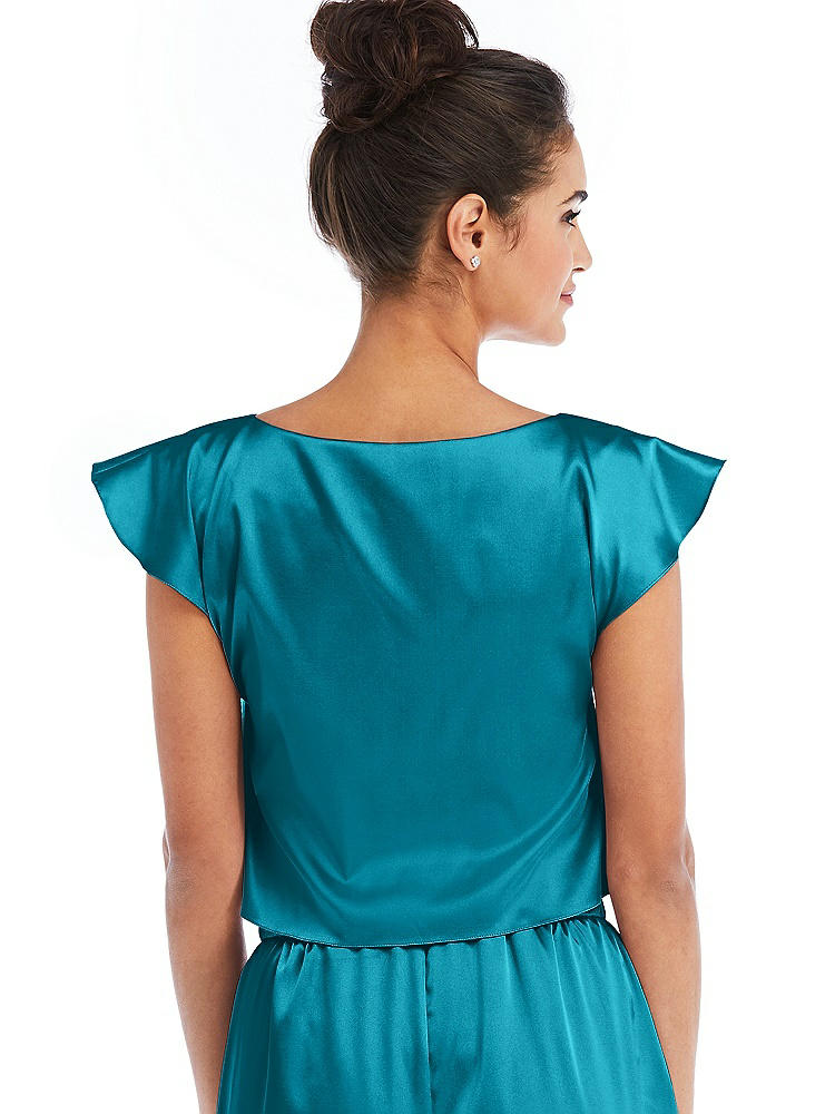 Back View - Oasis Satin Tie-Front Lounge Crop Top - Frankie