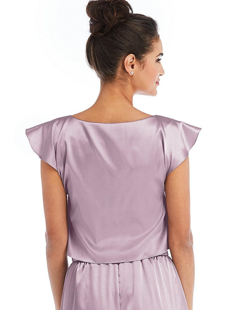 Back View - Suede Rose Satin Tie-Front Lounge Crop Top - Frankie