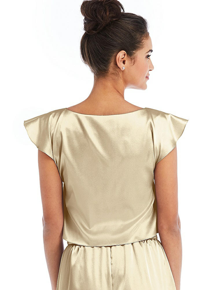 Back View - Banana Satin Tie-Front Lounge Crop Top - Frankie