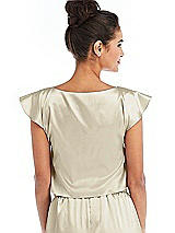 Rear View Thumbnail - Champagne Satin Tie-Front Lounge Crop Top - Frankie