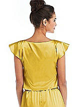 Rear View Thumbnail - Marigold Satin Tie-Front Lounge Crop Top - Frankie