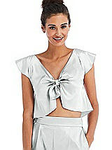 Front View Thumbnail - Sterling Satin Tie-Front Lounge Crop Top - Frankie