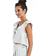 Side View Thumbnail - Sterling Satin Tie-Front Lounge Crop Top - Frankie