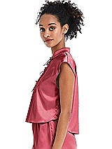 Side View Thumbnail - Nectar Satin Stand Collar Tie-Front Pullover Top - Remi