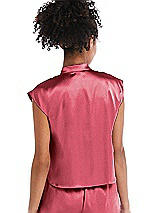 Rear View Thumbnail - Nectar Satin Stand Collar Tie-Front Pullover Top - Remi