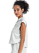 Side View Thumbnail - Sterling Satin Stand Collar Tie-Front Pullover Top - Remi
