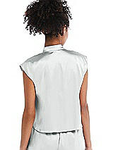 Rear View Thumbnail - Sterling Satin Stand Collar Tie-Front Pullover Top - Remi