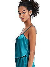 Side View Thumbnail - Oasis Drawstring Neck Satin Cami with Bow Detail - Nyla