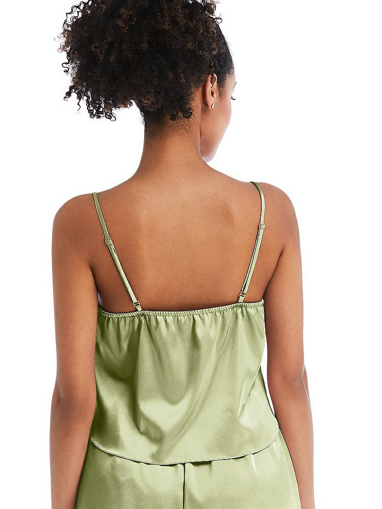 Back View - Mint Drawstring Neck Satin Cami with Bow Detail - Nyla