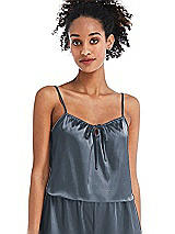 Front View Thumbnail - Silverstone Drawstring Neck Satin Cami with Bow Detail - Nyla