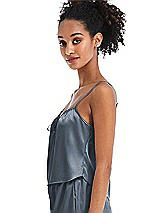Side View Thumbnail - Silverstone Drawstring Neck Satin Cami with Bow Detail - Nyla