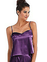 Front View Thumbnail - African Violet Split Back Satin Cami Top with Slim Straps