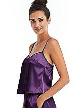 Side View Thumbnail - African Violet Split Back Satin Cami Top with Slim Straps