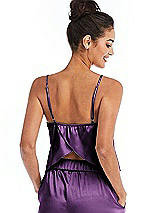 Rear View Thumbnail - African Violet Split Back Satin Cami Top with Slim Straps