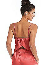 Rear View Thumbnail - Perfect Coral Split Back Satin Cami Top with Slim Straps