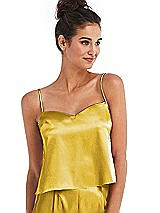 Front View Thumbnail - Marigold Split Back Satin Cami Top with Slim Straps