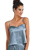 Front View Thumbnail - Slate Split Back Satin Cami Top with Slim Straps