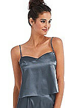 Front View Thumbnail - Silverstone Split Back Satin Cami Top with Slim Straps