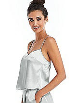 Side View Thumbnail - Sterling Split Back Satin Cami Top with Slim Straps