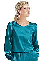 Front View Thumbnail - Oasis Satin Pullover Puff Sleeve Top - Parker