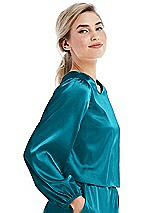 Side View Thumbnail - Oasis Satin Pullover Puff Sleeve Top - Parker