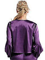 Rear View Thumbnail - African Violet Satin Pullover Puff Sleeve Top - Parker