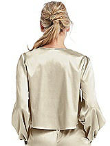 Rear View Thumbnail - Champagne Satin Pullover Puff Sleeve Top - Parker