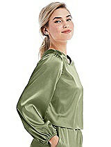 Side View Thumbnail - Kiwi Satin Pullover Puff Sleeve Top - Parker