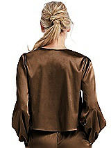 Rear View Thumbnail - Latte Satin Pullover Puff Sleeve Top - Parker