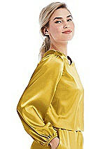 Side View Thumbnail - Marigold Satin Pullover Puff Sleeve Top - Parker