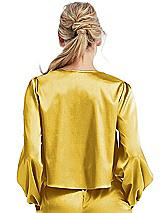 Rear View Thumbnail - Marigold Satin Pullover Puff Sleeve Top - Parker