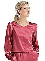 Front View Thumbnail - Nectar Satin Pullover Puff Sleeve Top - Parker