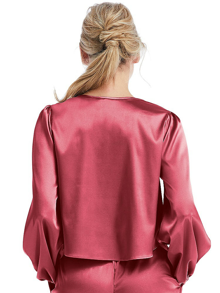 Back View - Nectar Satin Pullover Puff Sleeve Top - Parker