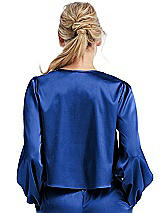 Rear View Thumbnail - Sapphire Satin Pullover Puff Sleeve Top - Parker