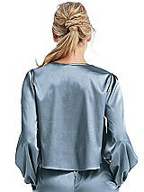 Rear View Thumbnail - Slate Satin Pullover Puff Sleeve Top - Parker