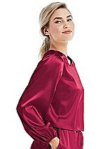 Side View Thumbnail - Valentine Satin Pullover Puff Sleeve Top - Parker