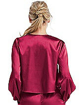Rear View Thumbnail - Valentine Satin Pullover Puff Sleeve Top - Parker
