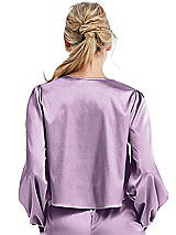 Rear View Thumbnail - Wood Violet Satin Pullover Puff Sleeve Top - Parker