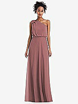 Front View Thumbnail - Rosewood One-Shoulder Bow Blouson Bodice Maxi Dress
