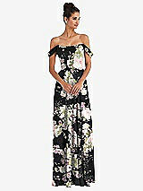 Front View Thumbnail - Noir Garden Off-the-Shoulder Draped Neckline Maxi Dress