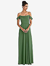 Front View Thumbnail - Vineyard Green Off-the-Shoulder Draped Neckline Maxi Dress